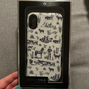 Casely Bold White & Navy Western Print iPhone XR Case